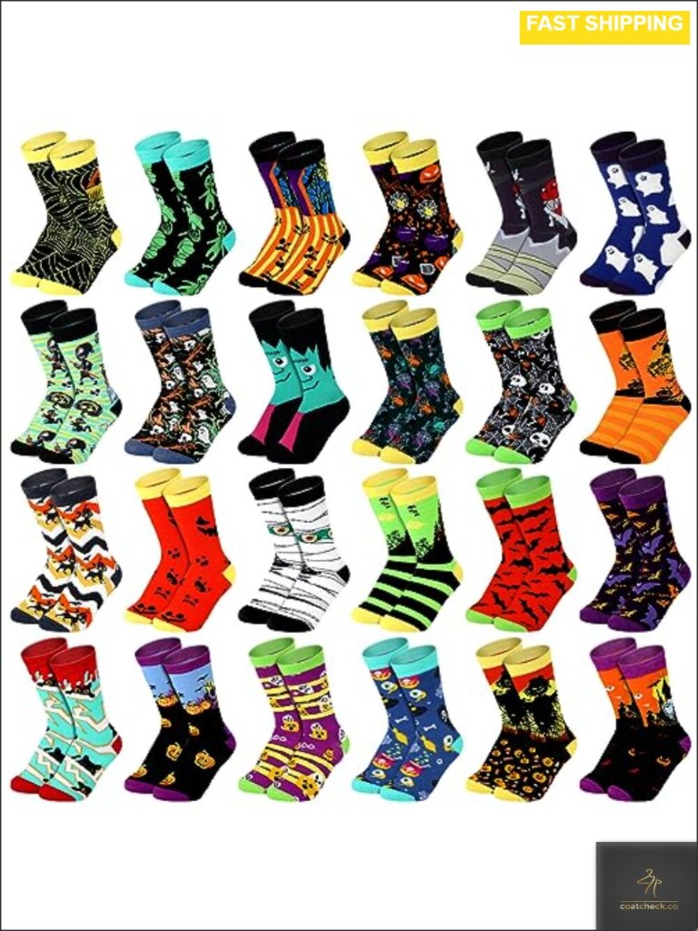 24 Pair Fuzzy Horror Crew Sock Gift Set Polyester Cotton Unisex